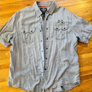 Harley-Davidson Gray Short Sleeve Button-Down Shirt